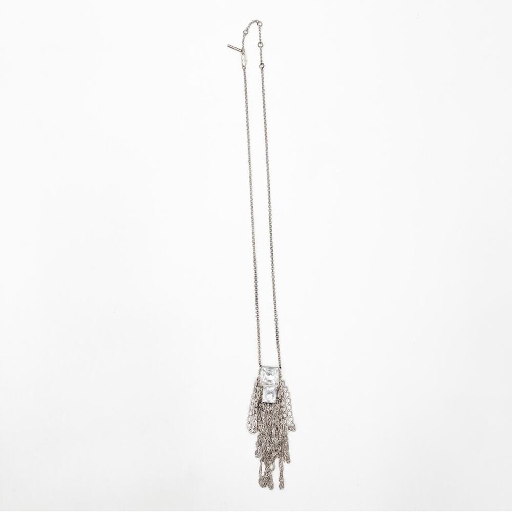 KENNETH COLE REACTION Necklace Long Metal Chain Fringe Rhinestone Jewelry Edgy